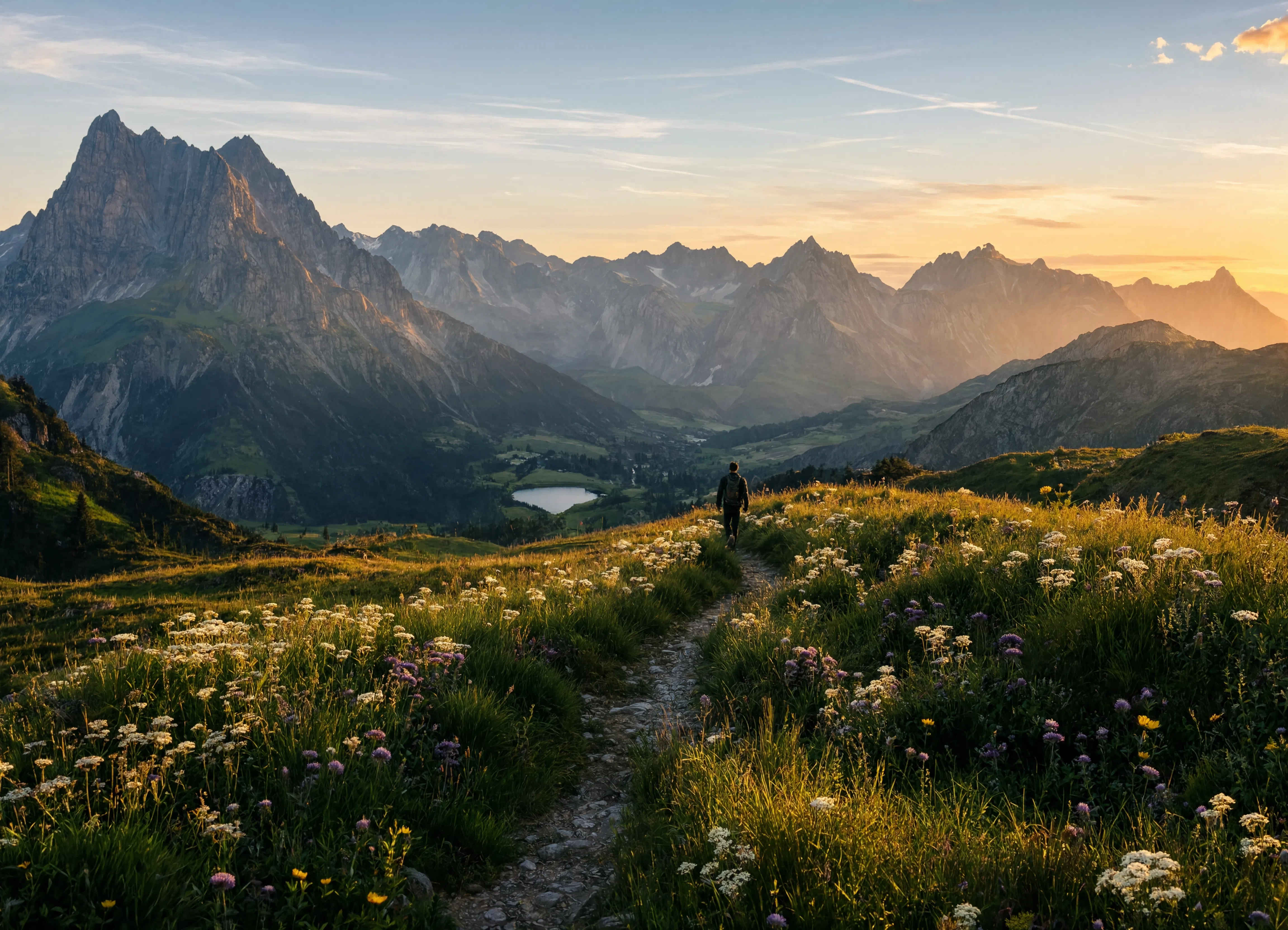 Morgenlicher Bergpfad in den Bayerischen Alpen — Emerald Highlands Reiseerlebnis